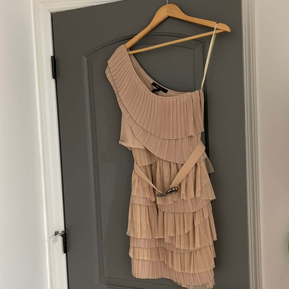 BCBGMaxazria One shoulder belt dress